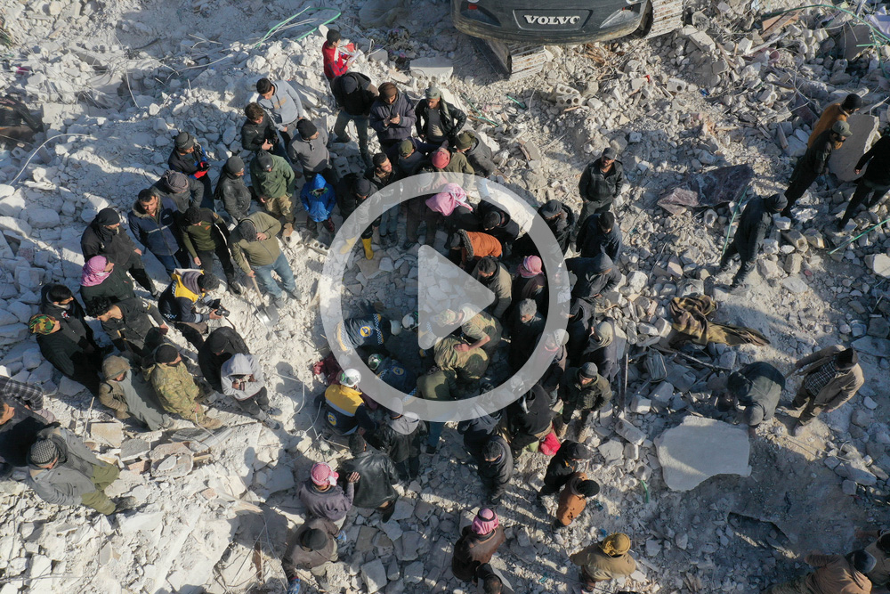 Contextual images of the impact of the earthquake taken on 7 February 2023. Idlib province, Northwestern Syria.