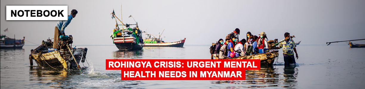 Displaced people in boats from the Rohingya community in Rakhine state